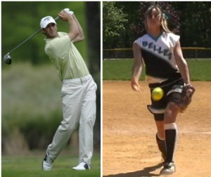 Pitch follow-through compared to golf swing