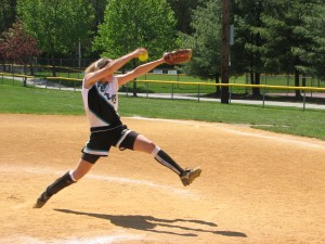 Pitcher striding off pitching rubber