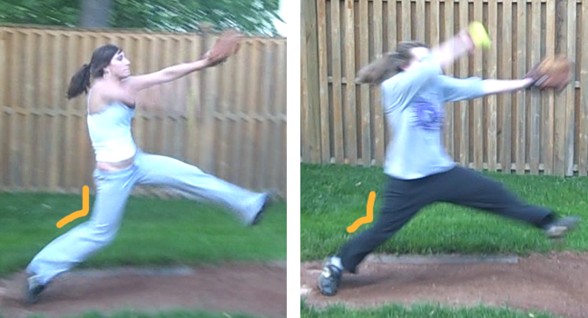 Comparison of drive through technique in windmill pitching